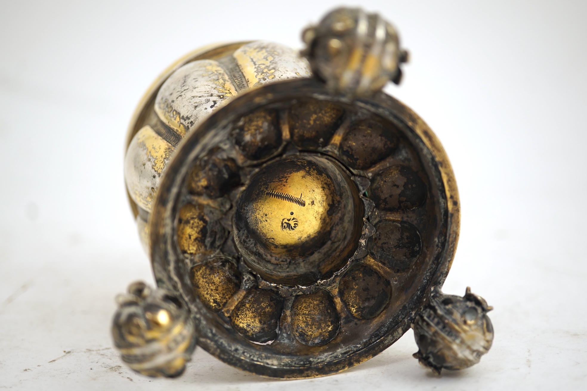 A 16th/17th century German silver gilt 'pineapple' cup and cover